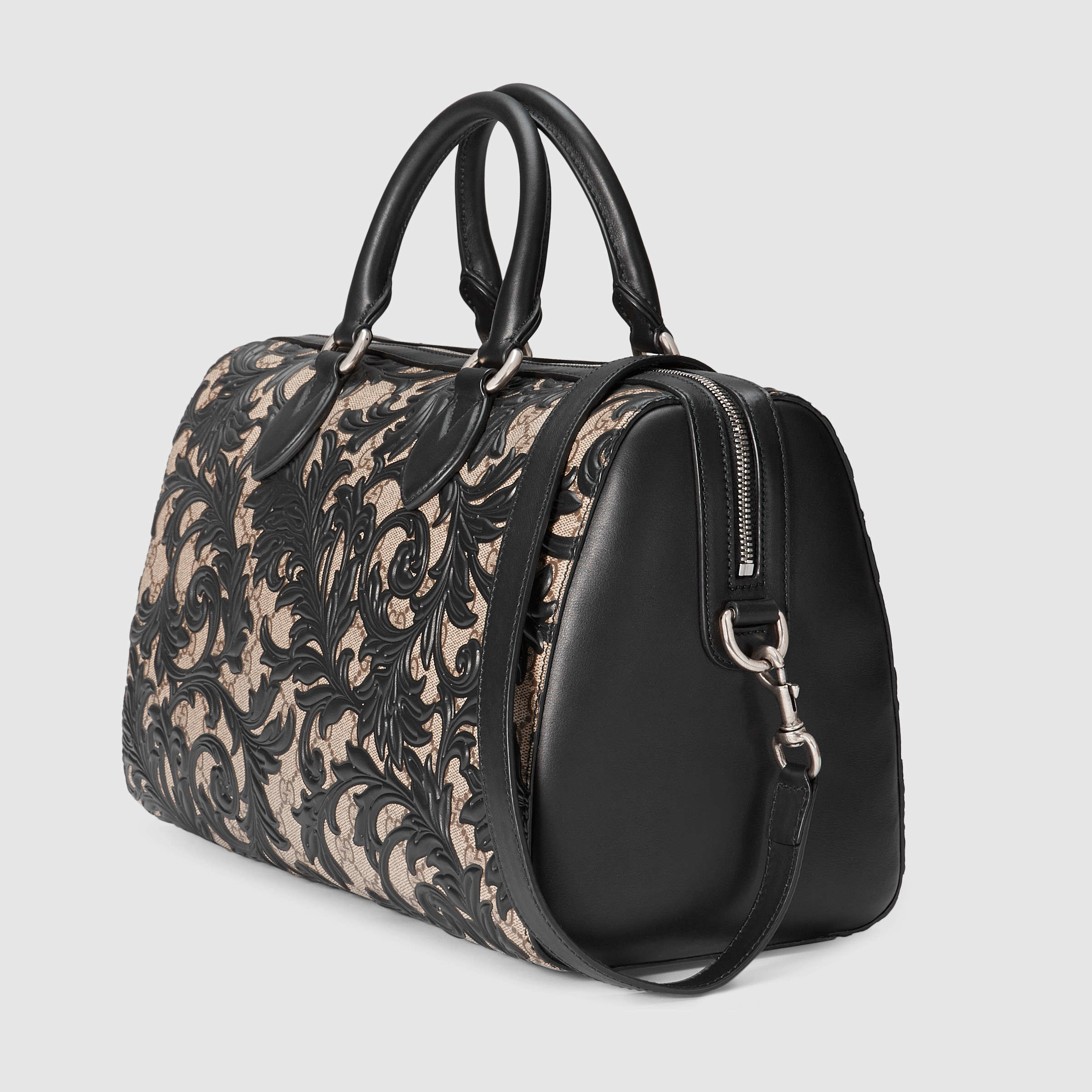 Gucci Leathertrimmed Canvas Bowling Bag in Black Lyst